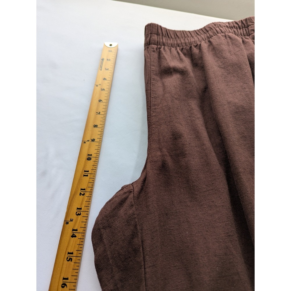 Old Navy Super Wide Leg Pants Women XL Brown Linen Blend High Rise Comfort Boho - Picture 9 of 11